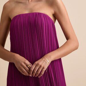 Lulus Yamuna Magenta Pleated Strapless Maxi Dress Pink - Size S